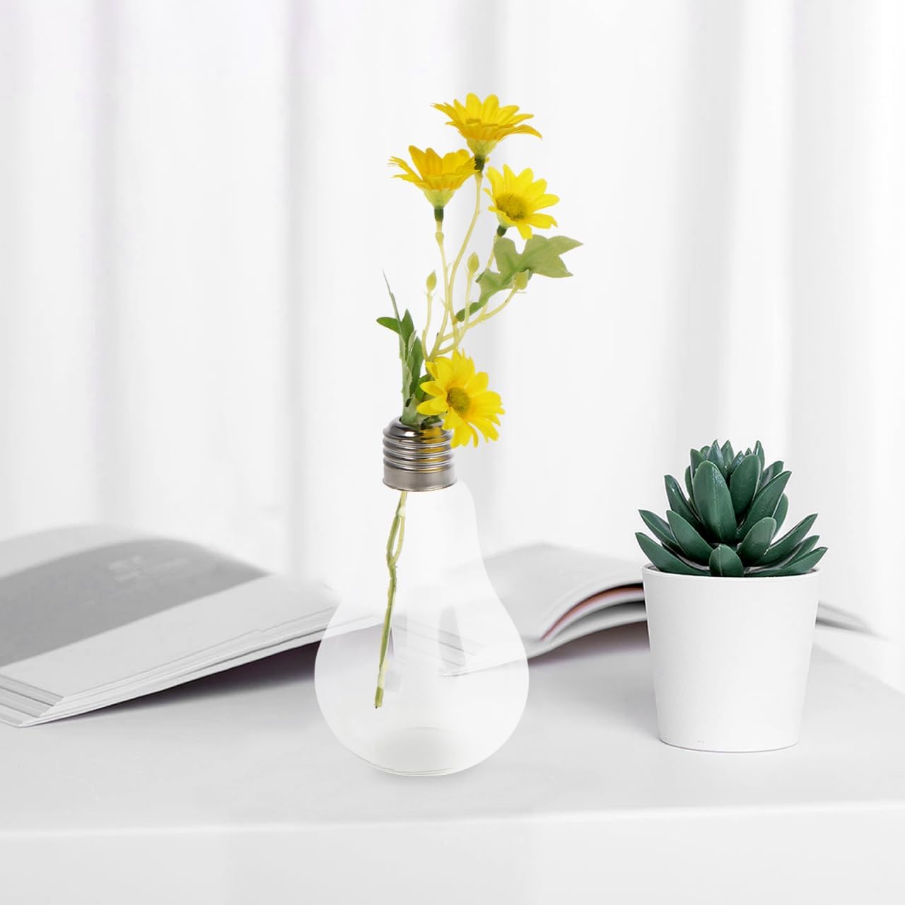 2pcs Hanging Glass Vase Hyacinth Vase Light Bulb Glass Bottle Planter Desk Planter Holder for Home Decor