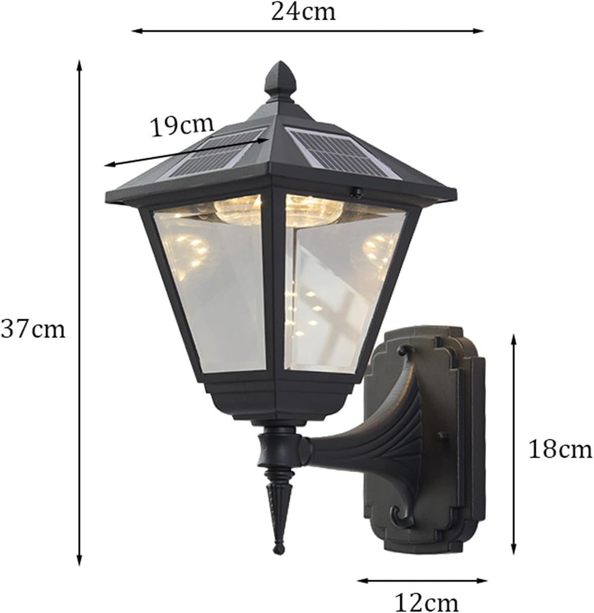 Solar Outdoor Wall Sconce Dusk to Dawn, LED Mounted Lamp with Remote, Exterior Wall Lantern, Aluminum Solar Powered Light Fixture for Porch, Patio, Garden, Garage, Yard, Pathway, Deck, Villa