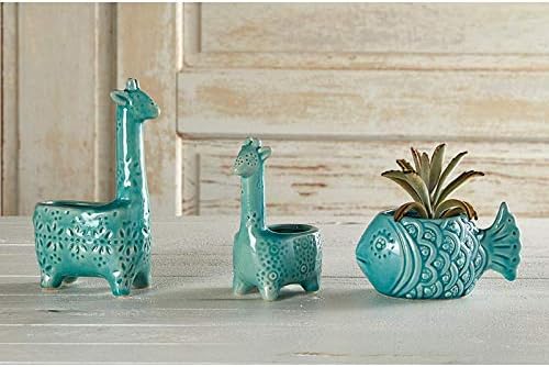 Creative Brands 47th & Main Lake Blue Planter/Pot, Small, Giraffe