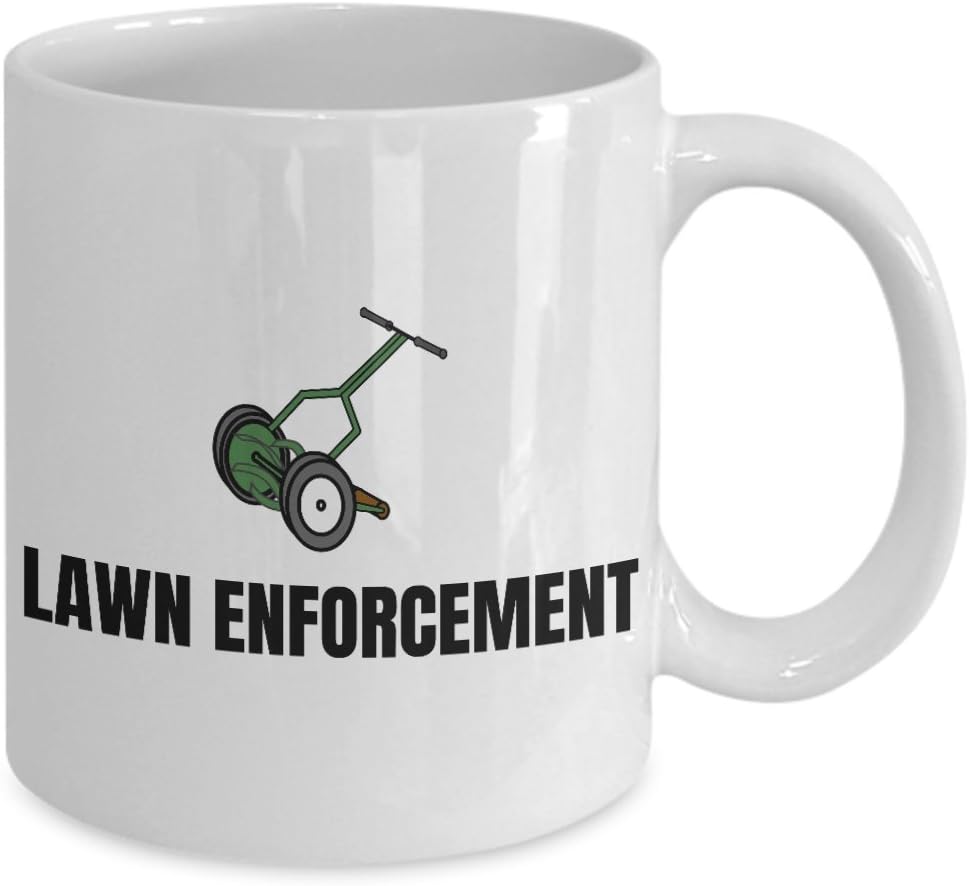realpeoplegoods Lawn Care, Gardening Gift - Funny Suburban Garden Mug - Lawn Enforcement
