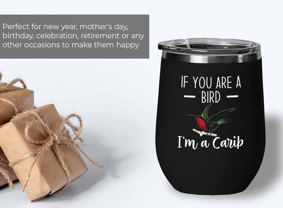 Bird Lover Black Edition Wine Tumbler 12oz - Bird and Carib - Hummingb