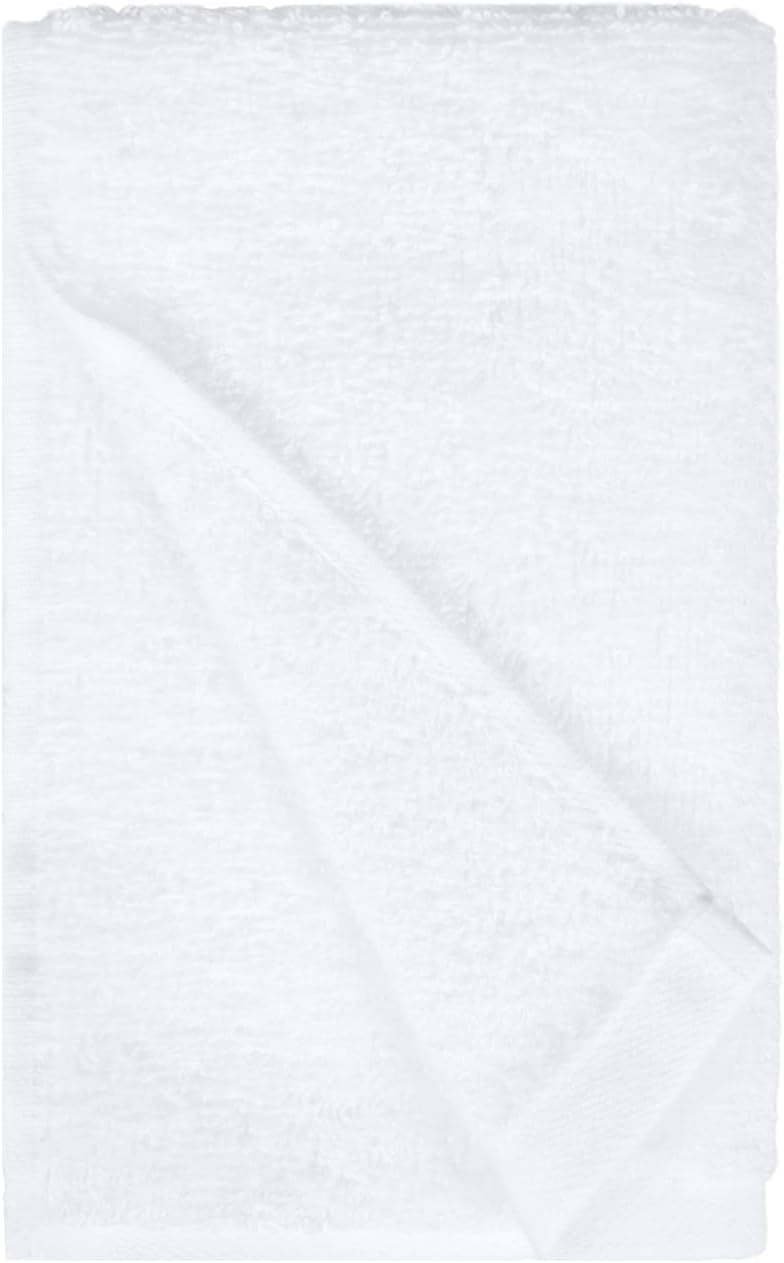 Amazon Basics Soft and Thick Cotton Hand Towels for Bath, Kitchen, Gym, 16 x 26 in, White, 12-Pack