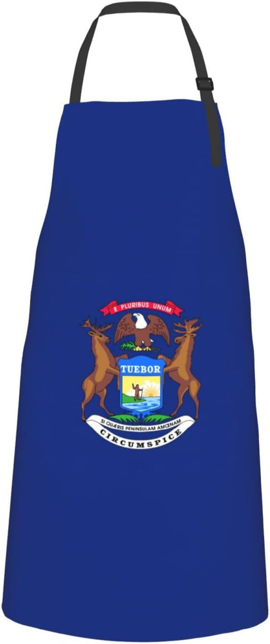 Michigan State Flag print Waterproof apron with pocket adjustable cooking apron for adult kitchen bibs to bake
