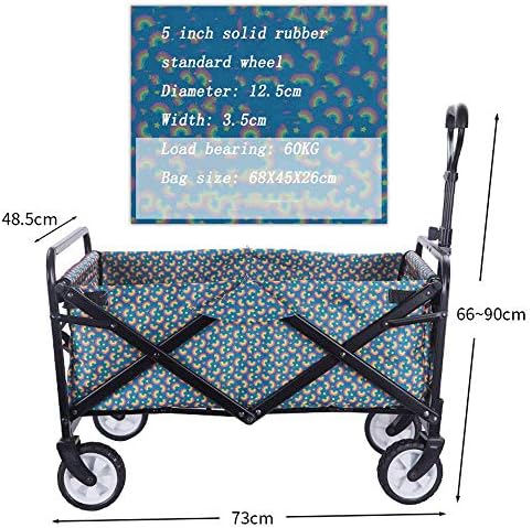 Trolleys, Foldable Cart Foldiwagon Beach Cart All Terrain Utility Wagon Outdoor Garden Trailer Transport Trolley, Bear Weight 60Kg for Camping, Shopping, Garden/B