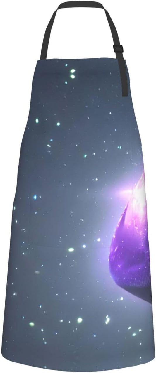 Galaxy Starry Space Purple Starry print Waterproof chef's apron with pocket apron for kitchen cooking baking barbecue and gardening