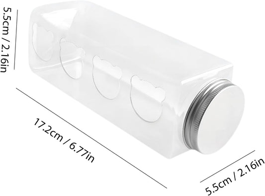Quail Feeder - Clear No Bird Feeding Bottle | Portable Cage Feeder with 4 Bear Shaped Feeding Ports, Transparent Container, Spill Reducing Design & Easy Refill System for Quail Parrots Budgies Fi