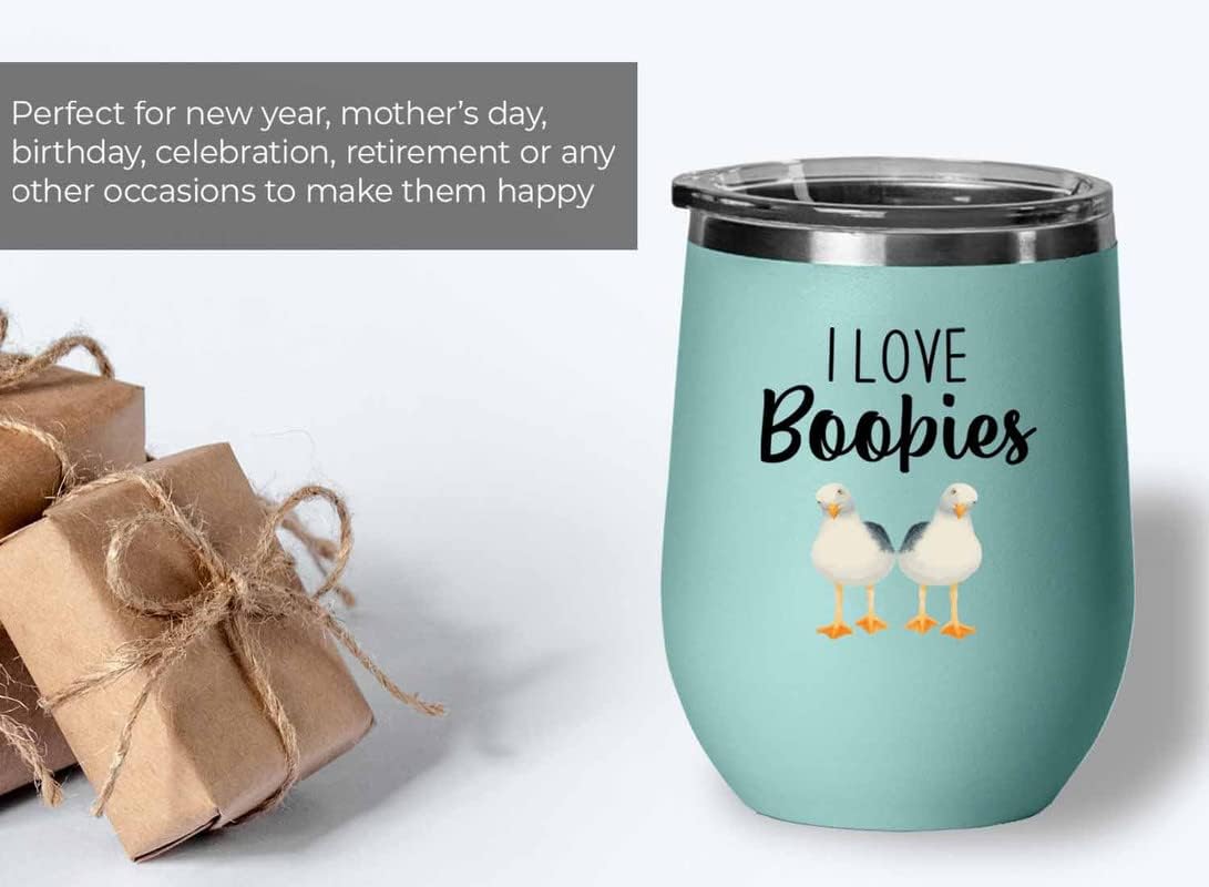 Bird Lover Teal Edition Wine Tumbler 12oz - Love boobies - Hummingbird Nest Cage Parrot Dad Gardening Outdoor Birdwatcher Feeder