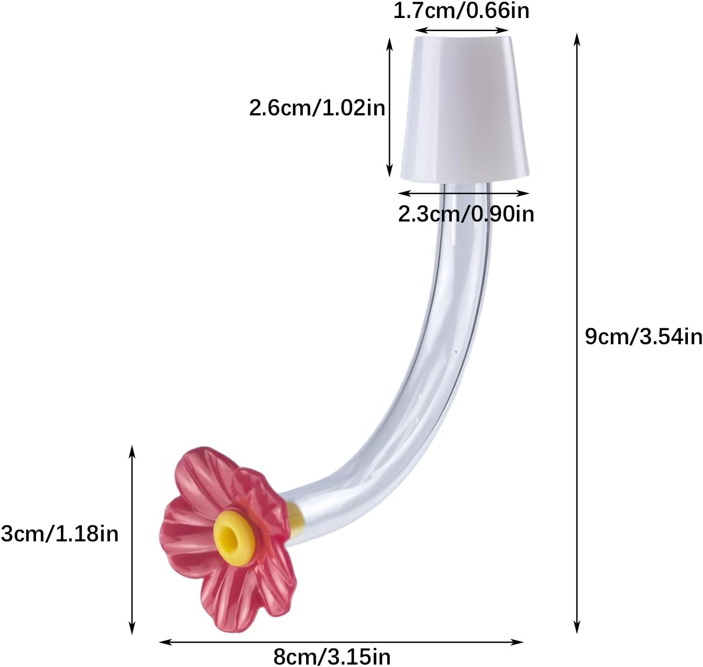 6pc Floral Hummingbird Feeder Tube with Stopper, L-Shape Hummingbird Feeding Ports, Bird Water Feeding Replacement Parts with Bottle Plug, for Outdoor Making Your Own Bird Feeders(Red Flower)