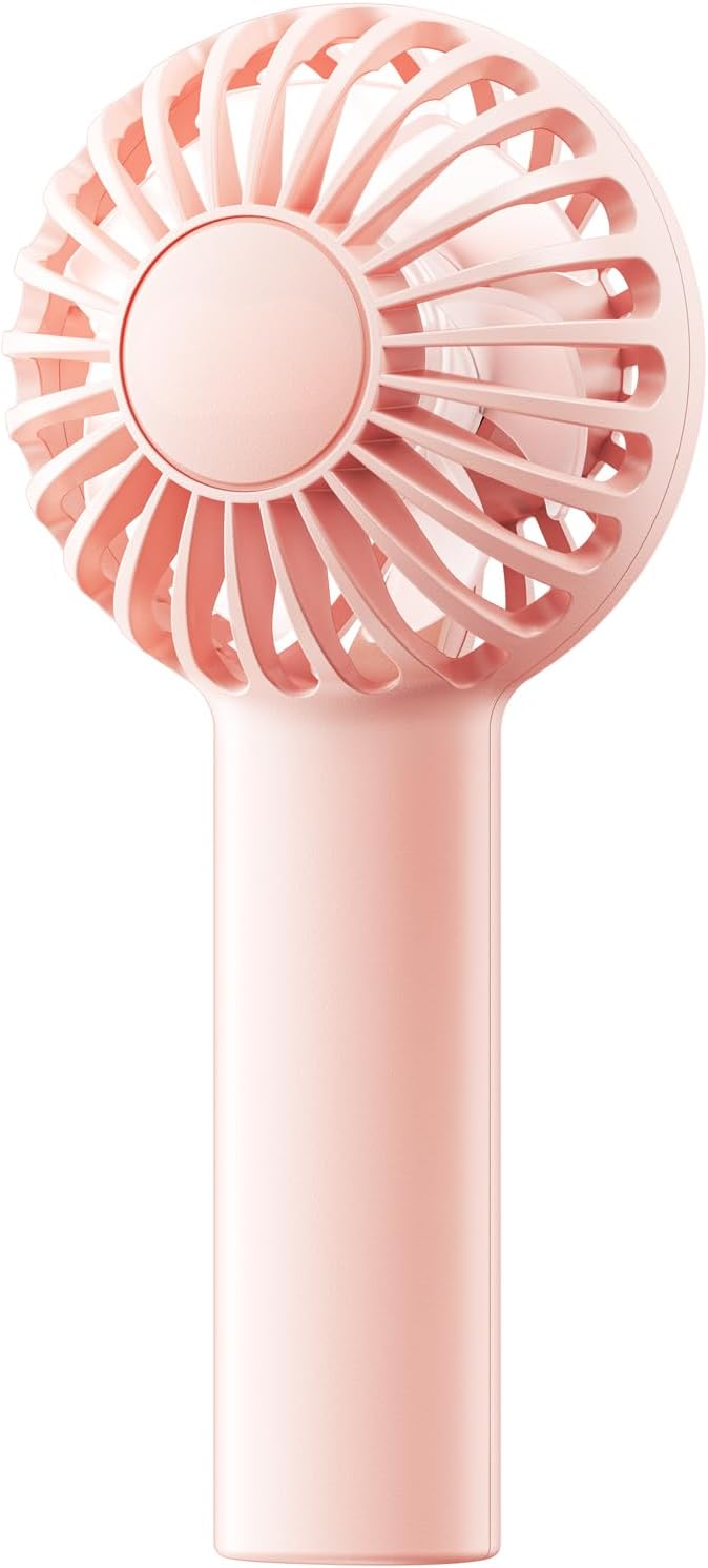 SWEETFULL Mini Portable Fan - Rechargeable Handheld Fan, 3 Speeds Personal Small Hand Gifts for Travel Essentials, Lash, Makeup, Eyelash, Kids, Girls, Women - USB, Cute Design Pink