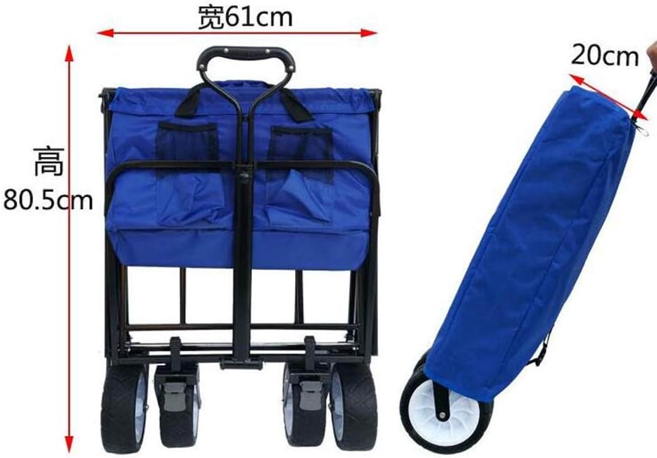 Folding Trolley,Utility Pull Wagon Collapsible Foldable Trolley Cart,Large Capacity and 4 Wheels for Outdoor Camping BBQ Gardening Shopping Beach Sporting Events(B)(A)/B