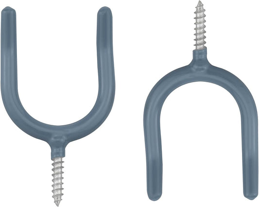 4PCS Threaded U Shaped Gray Hooks 4 Expansion Tubes Heavy Duty Wall Mounted Threaded Storage Screw Hooks Gray Blue for Garden Tools Shovels Rake Racks Brooms