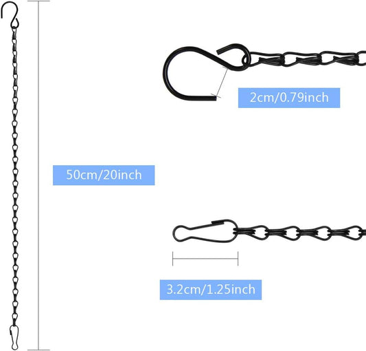 8 Pack 20 Inch Hanging Chains with 4 Pcs S-Shaped Hooks for Bird Feeders, Planters Pots Basket, Lanterns, Billboards, Chalkboards and Decorative Ornaments(Black, 20 Inch)