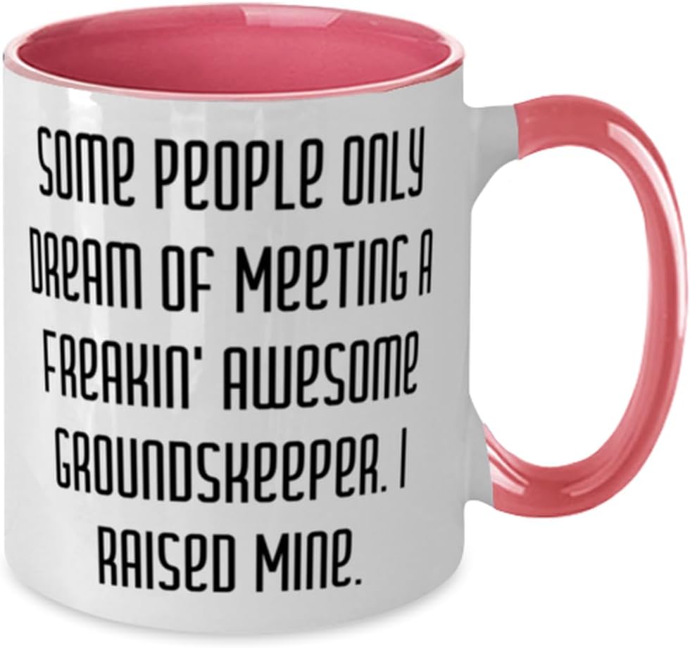 Fun Groundskeeper Gifts, Some People Only Dream of', Funny Birthday Two Tone 11oz Mug Gifts For Coworkers From Team Leader, Fun gifts for gardener, Fun gifts for landscaper, Fun gifts for lawn care