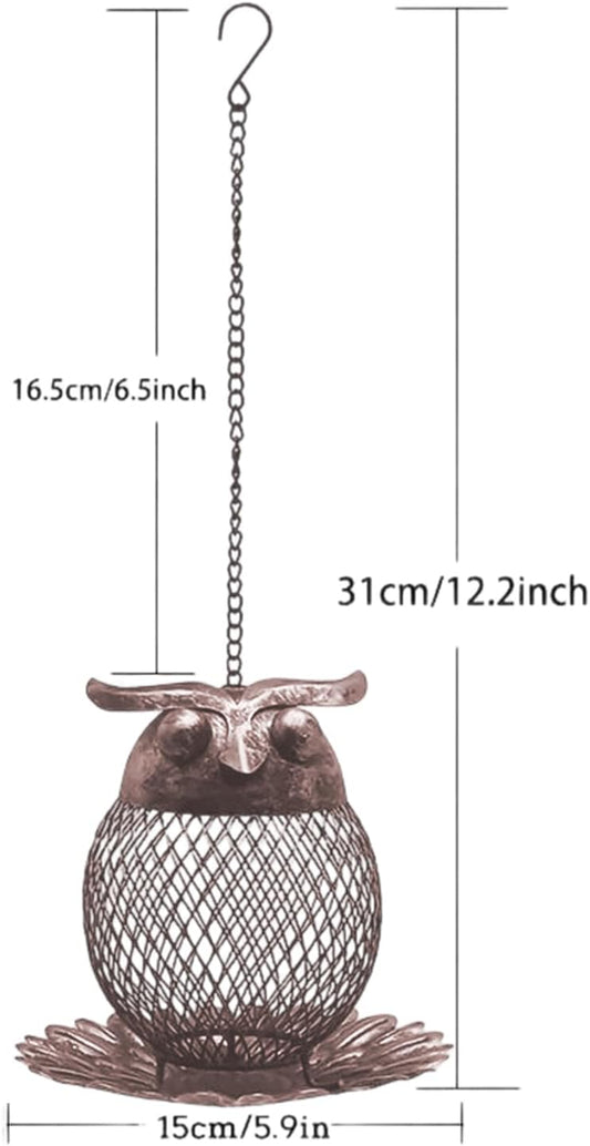 Wild Bird Feeders, Adorable Metal Vintage, Squirrel Proof Owl-Shaped Large Capacity Bird Feeder with Sturdy Construction, Outdoor Yard Deck Porch Accessory, Birds Feeding Station, for Finch Bluebird