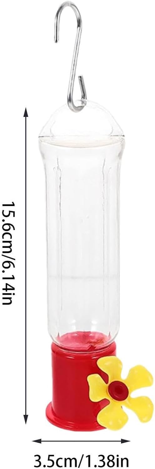 Hummingbird Outdoors Feeders, Transparent Feeding Station, 4 Piece Ant and Bee Proof Mini Feeder with Stainless Steel Hooks for Lawn, Backyard, Garden, Tree Decor, Outdoor Bird Feeding Display for