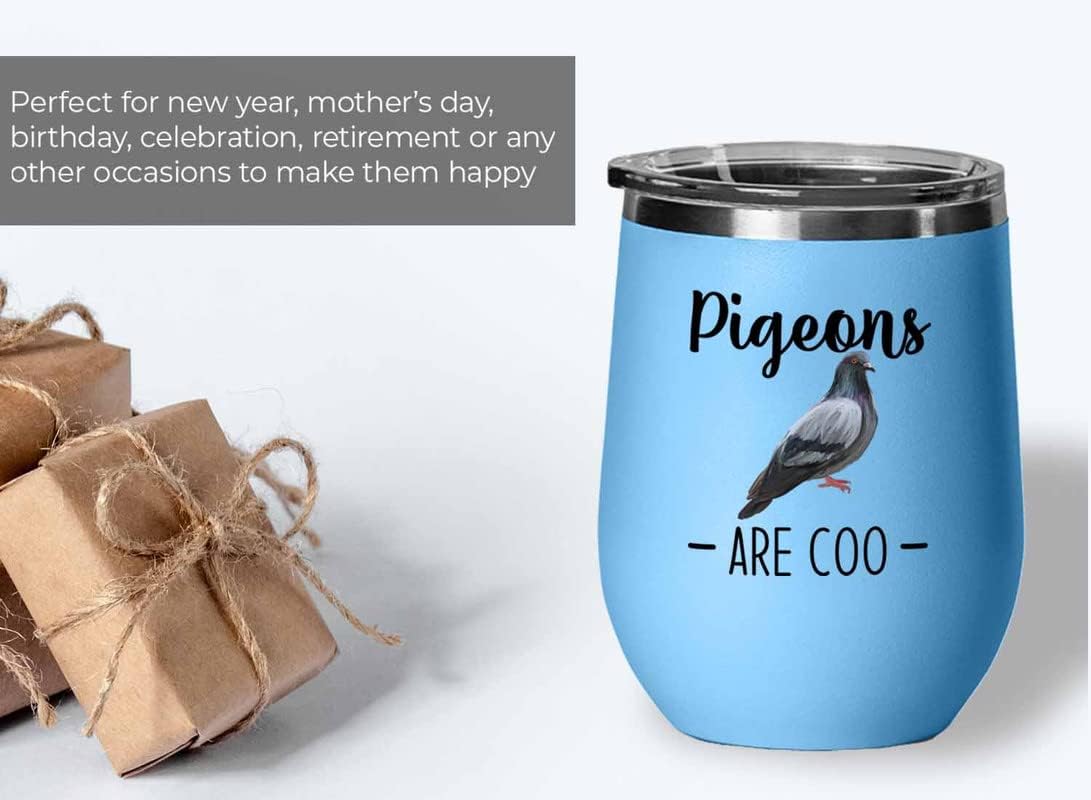 Bird Lover Blue Edition Wine Tumbler 12oz - Pgeons are coo - Hummingbi
