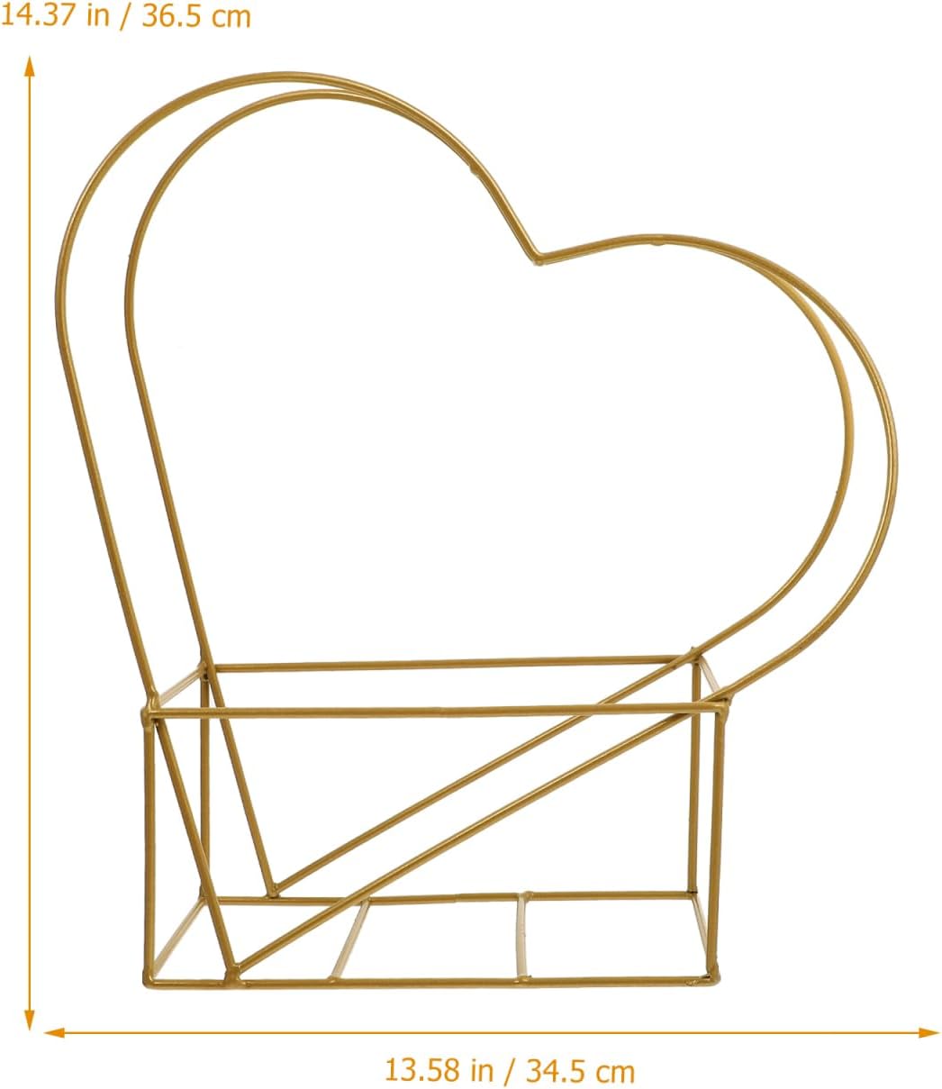 Heart Shaped Metal Basket - Valentine's Day Decor Iron Flower Pot for Romantic Wedding, Floral Arrangement Planter, Anniversary Basket & Home Wall Decor, Golden