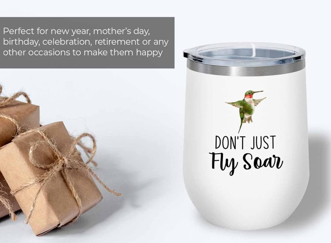 Bird Lover White Edition Wine Tumbler 12oz - Don't just fly soar - Hum
