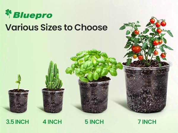 30 Packs 7/5/4 Inch Reinforced Clear Nursery Pots with Drainage Hole,