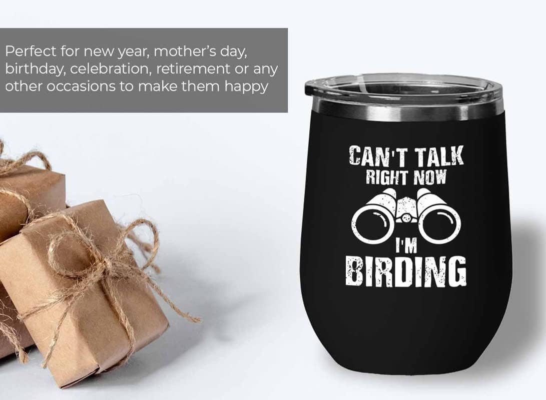 Bird Lover Black Edition Wine Tumbler 12oz - Can't Talk Right Now - Hu
