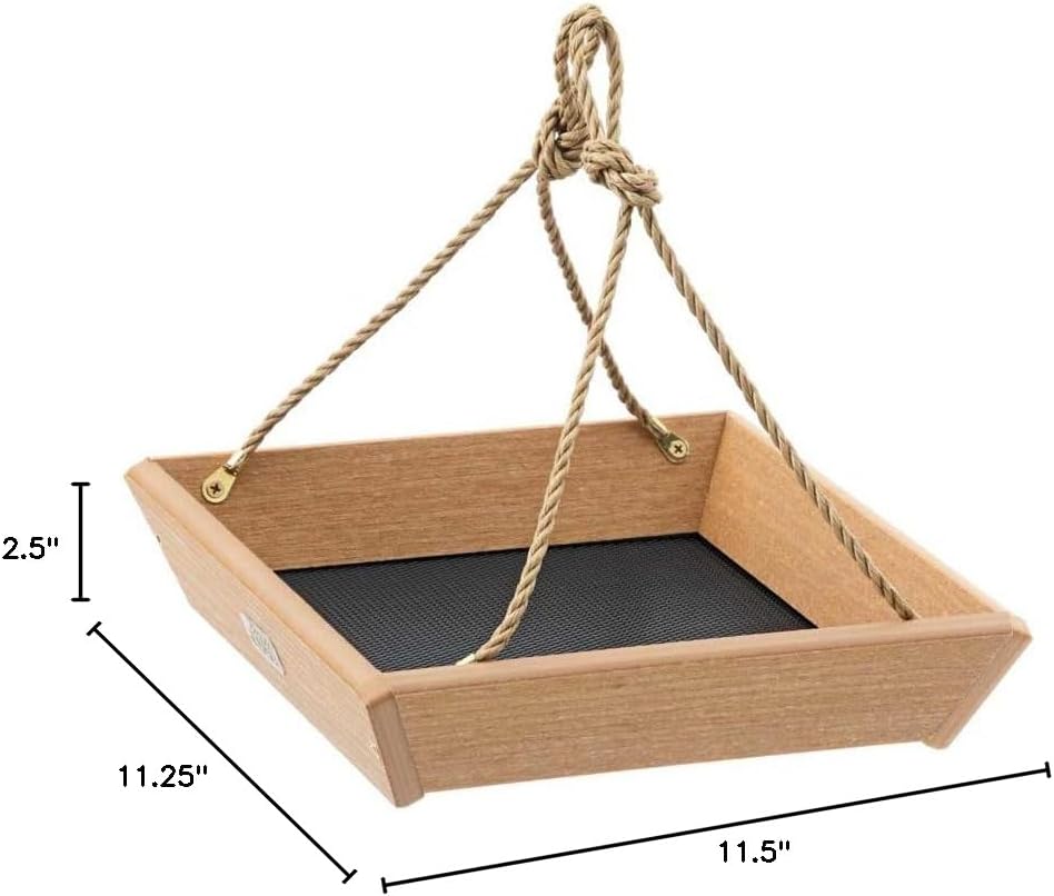 Birds Choice SCHPF100 Hanging Tray Bird Feeder, Spruce Creek Collection, Recycled Plastic,Natural Teak