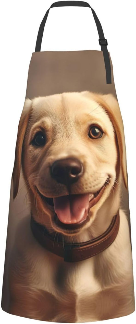 cute Labrador Dog print Waterproof chef's apron with pocket apron for kitchen cooking baking barbecue and gardening