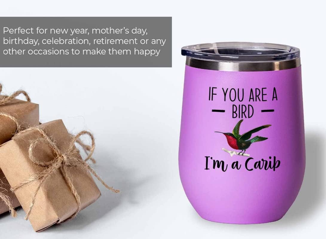 Bird Lover Pink Edition Wine Tumbler 12oz - Bird and Carib - Hummingbi