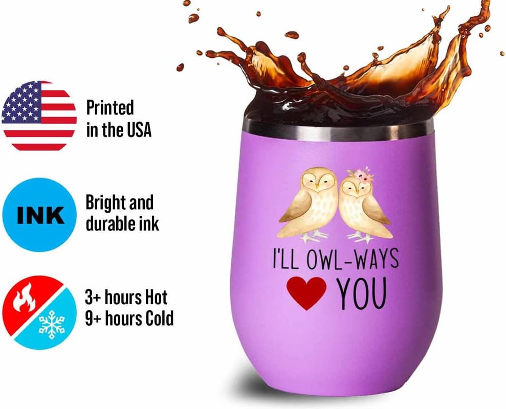 Bird Lover Teal Edition Wine Tumbler 12oz - I'll owl-ways love you - H