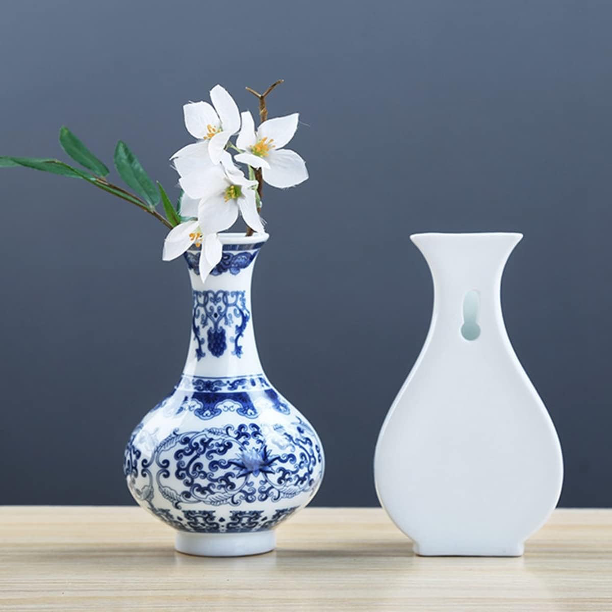 ECYC Wall Hanging Flower Pots Chinese Blue and White Porcelain Vases Home Decor