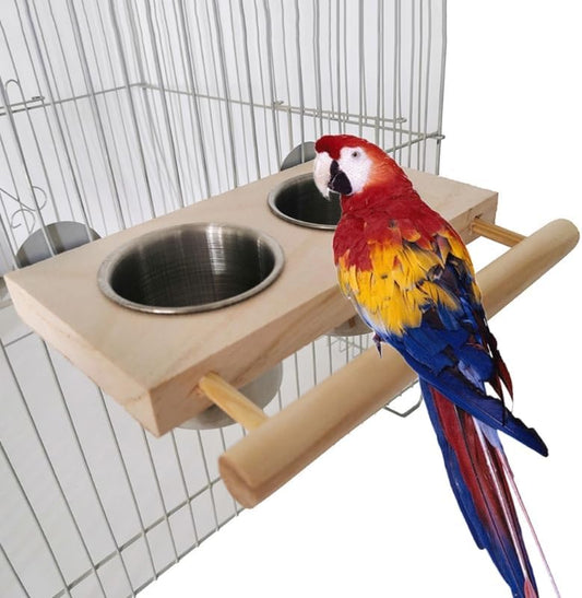 Parrot Feeder Perch for Cage Hanging Bird Feeders with Stainless Steel