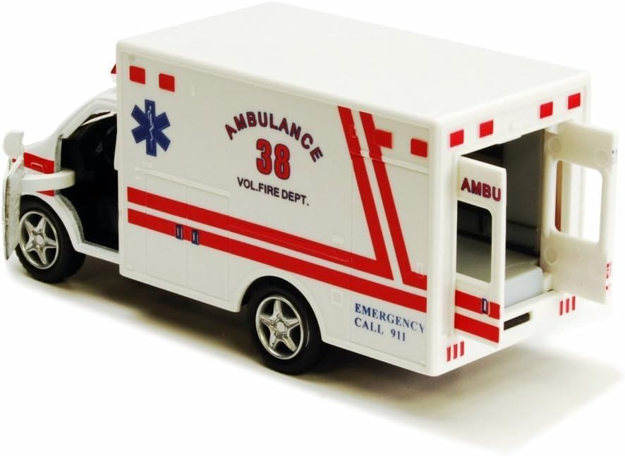 KiNSMART Rescue Team Ambulance 5" Die Cast Metal Cabin w/Pullback Acti