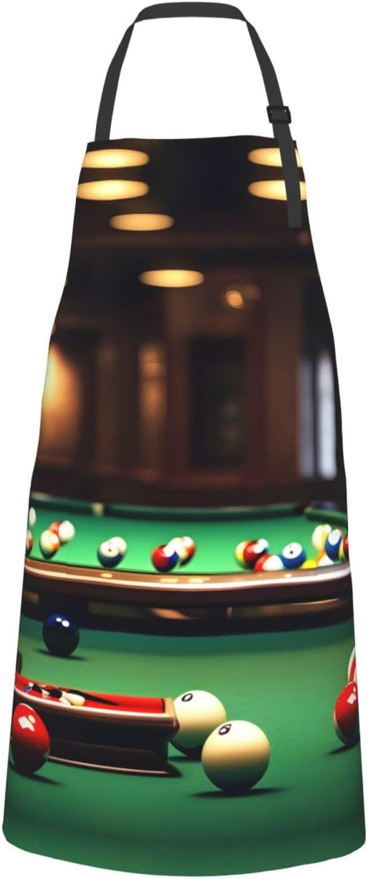 Billiard Print Laundry apron 28x33 In Waterproof Kitchen Apron with Pockets for Cooking Baking