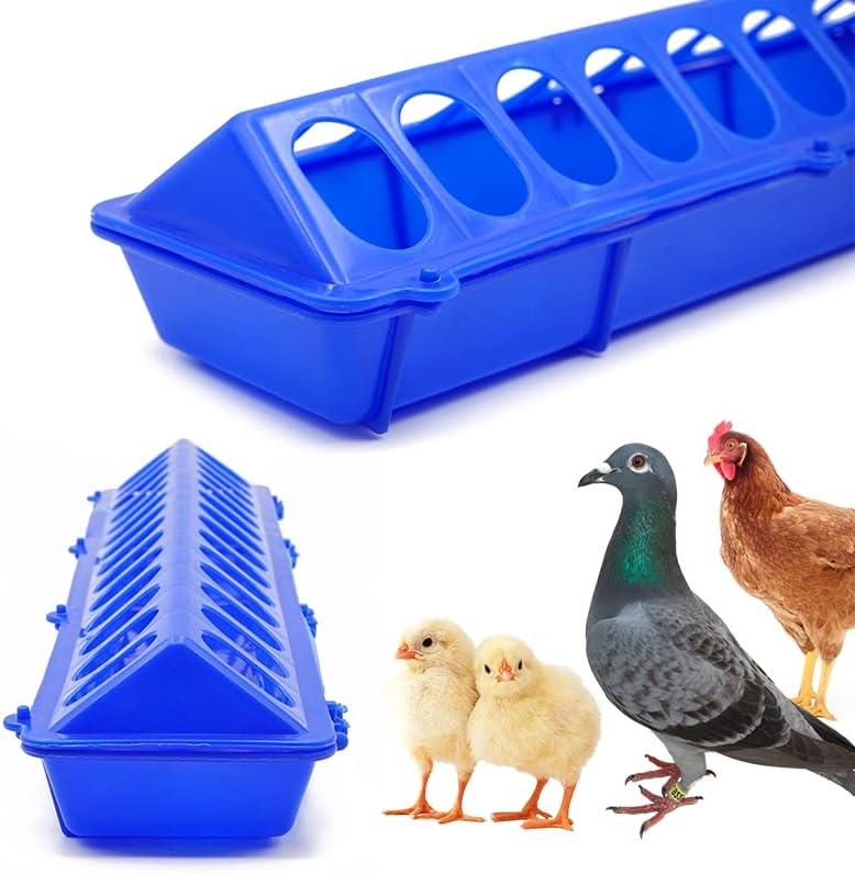 2pcs Plastic Pheasant Feeding Bucket Chicken Bird Feeder Fountain Flip-Top Poultry Quail Feeding Tool Pigeon Feeder Trough (50cm)