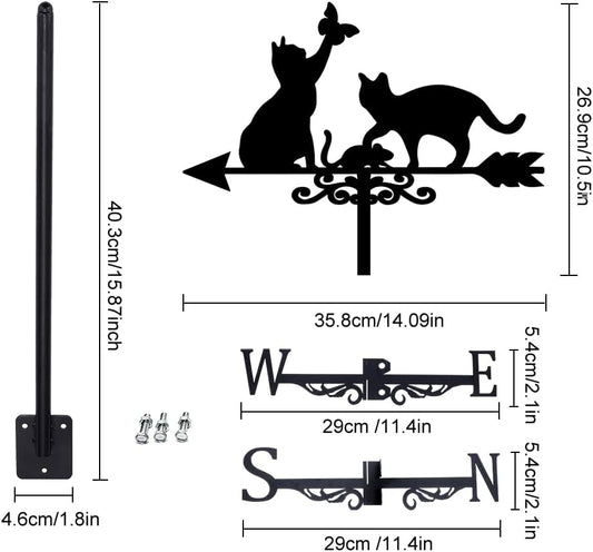 SUPERDANT Cats Weathervane Cat Chases Mouse Weather Vane for Yard Butt