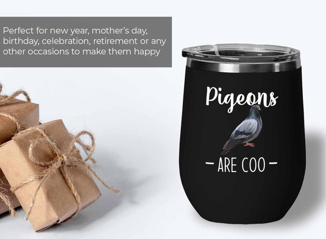 Bird Lover Black Edition Wine Tumbler 12oz - Pgeons are coo - Hummingb