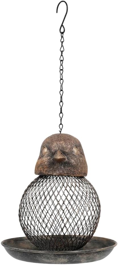 Transpac Rustic Gold Tone Big Bellied Resin Decorative Tabletop Outdoor Garden Bird Feeder