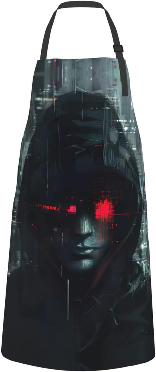 hacker era Print Laundry apron 28x33 In Waterproof Kitchen Apron with Pockets for Cooking Baking