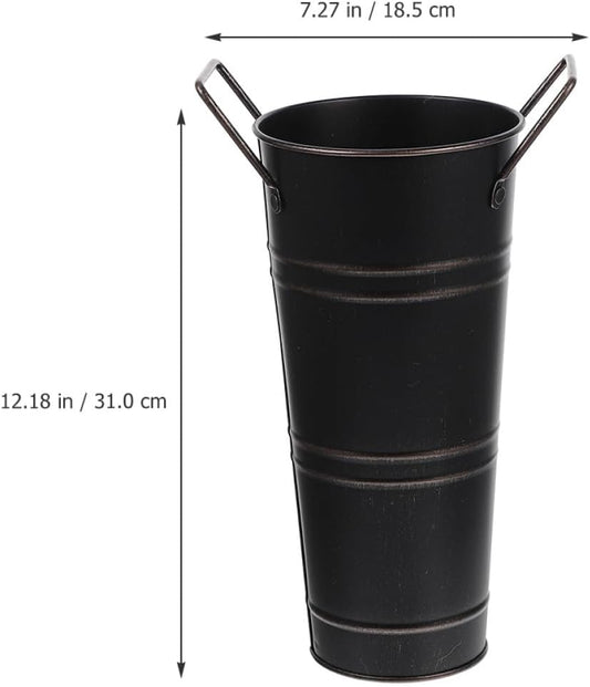 Milisten Vintage Metal Flower Bucket Vase 18.5x31x13cm Iron Planter Ru