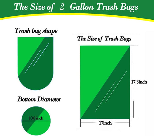 Hommaly 2 Gallon (1.8-2 Gal)120 pcs Small Clear Trash Bags, Strong 1.8 Gallon Garbage Bags, Bathroom Trash Can Bin Liners Unscented, Mini Plastic Bags for Office, Waste Basket Liner,Fit 6,7,8 Liters