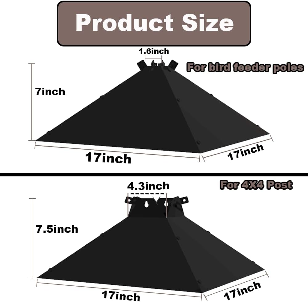 Metal Squirrel Baffle,Adjustable Opening Size Up to 4x4 Wide Wooden Post,Squirrel Baffle for Bird Feeders Without Removing Bird Feeder Poles Or Shepherd's Hooks.17inch