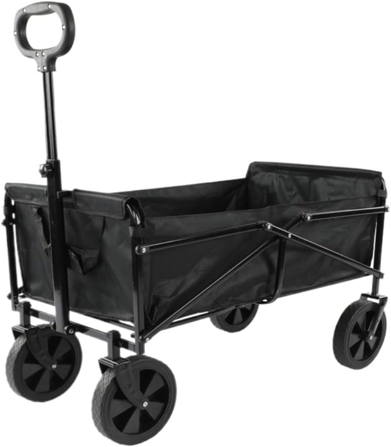 Portable Camping Cart,Foldable Beach Trolley Cart for Camper Outdoor Stroller Travel Equipment Supplies for Picnic Outdoor Carts for Camping Black Color