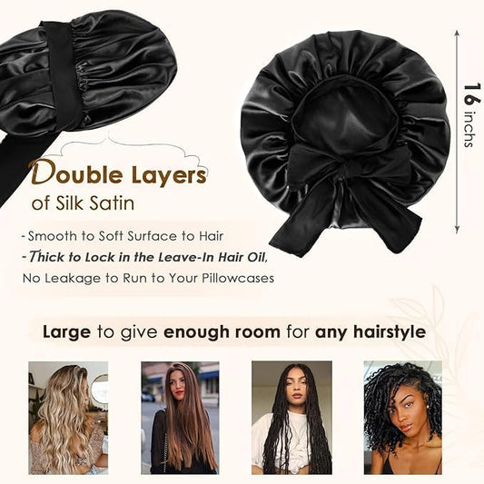 YANIBEST Adjustable Satin Bonnet for Sleeping Women Double Layer Hair