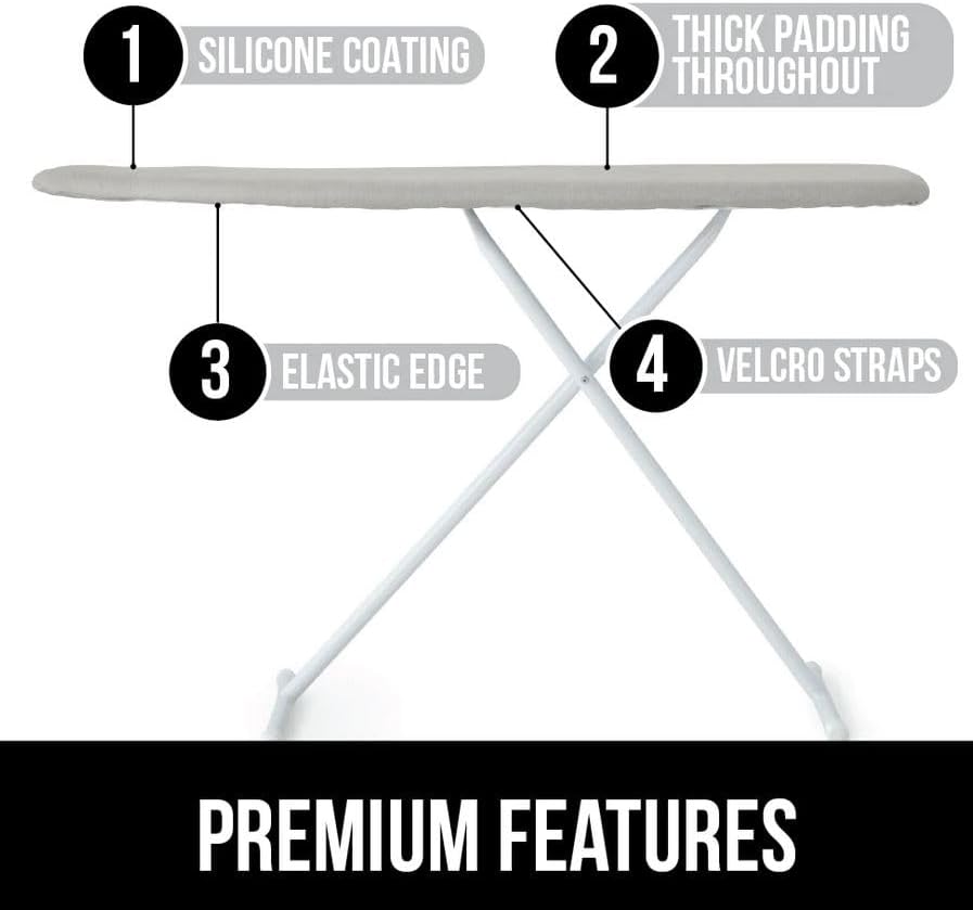 GORILLA GRIP The Original Ironing Board Cover and Pad, Silicone Coating, Thick Scorch Resistant Padding, Heavy Duty Iron Covers Standard Boards, Hook and Loop Fastener Strap, Silver, 15x54
