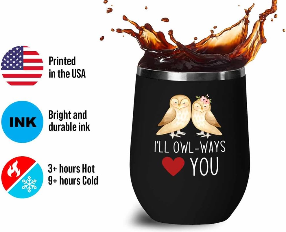 Bird Lover Blue Edition Wine Tumbler 12oz - I'll owl-ways love you - Hummingbird Nest Cage Parrot Dad Gardening Outdoor Birdwatcher Feeder