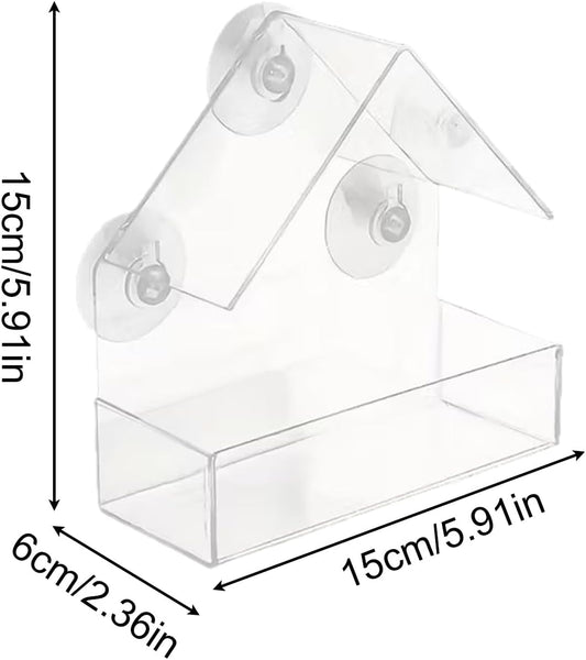Window Bird Feeder, Clear Acrylic Large Capacity Birdfeeders, Suction
