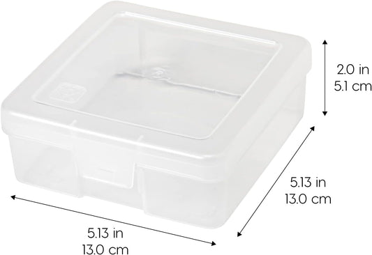 IRIS USA Pencil Case Boxes, 10-Pack, |Made in USA|, Plastic Bead Organizing Containers with Snap Lid for Arts, Crafts, Ephemera, Stickers, & Dance Cheer, Clear - Small