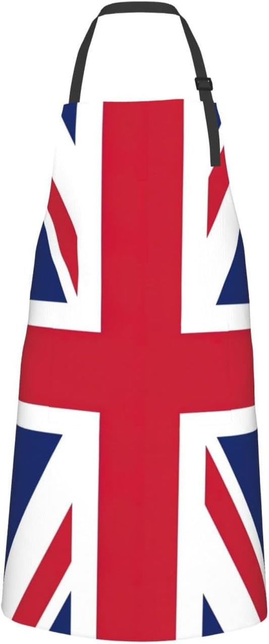 UK Flag print Waterproof apron with pocket adjustable cooking apron for adult kitchen bibs to bake