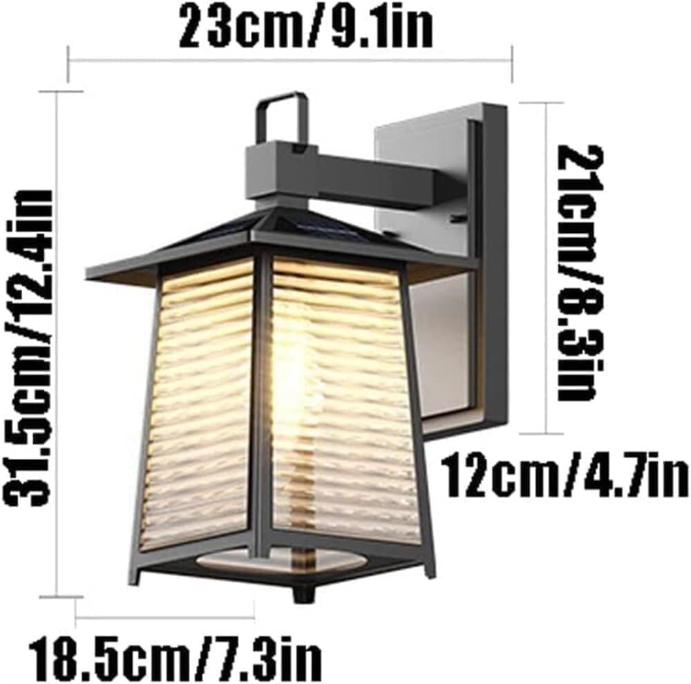 European Garden Wall Lamp Outdoor Solar Light High Permeable Shade Glass Sconce Retro Waterproof Aluminum Lantern Lamps sconces