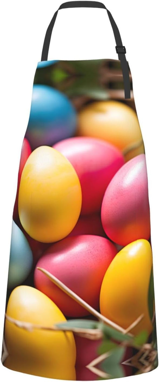 Easter Eggs print Waterproof apron with pocket adjustable cooking apro