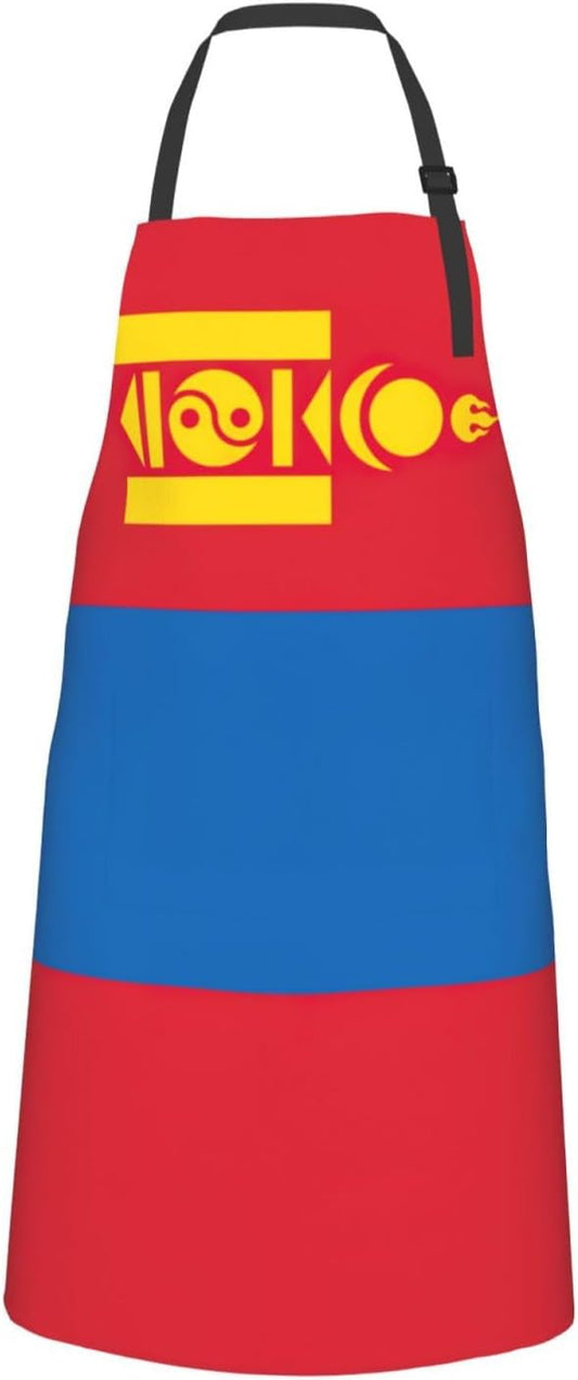YANYU Mongolian flag Print 28x33 In Kitchen Apron Stylish Chef Apron w